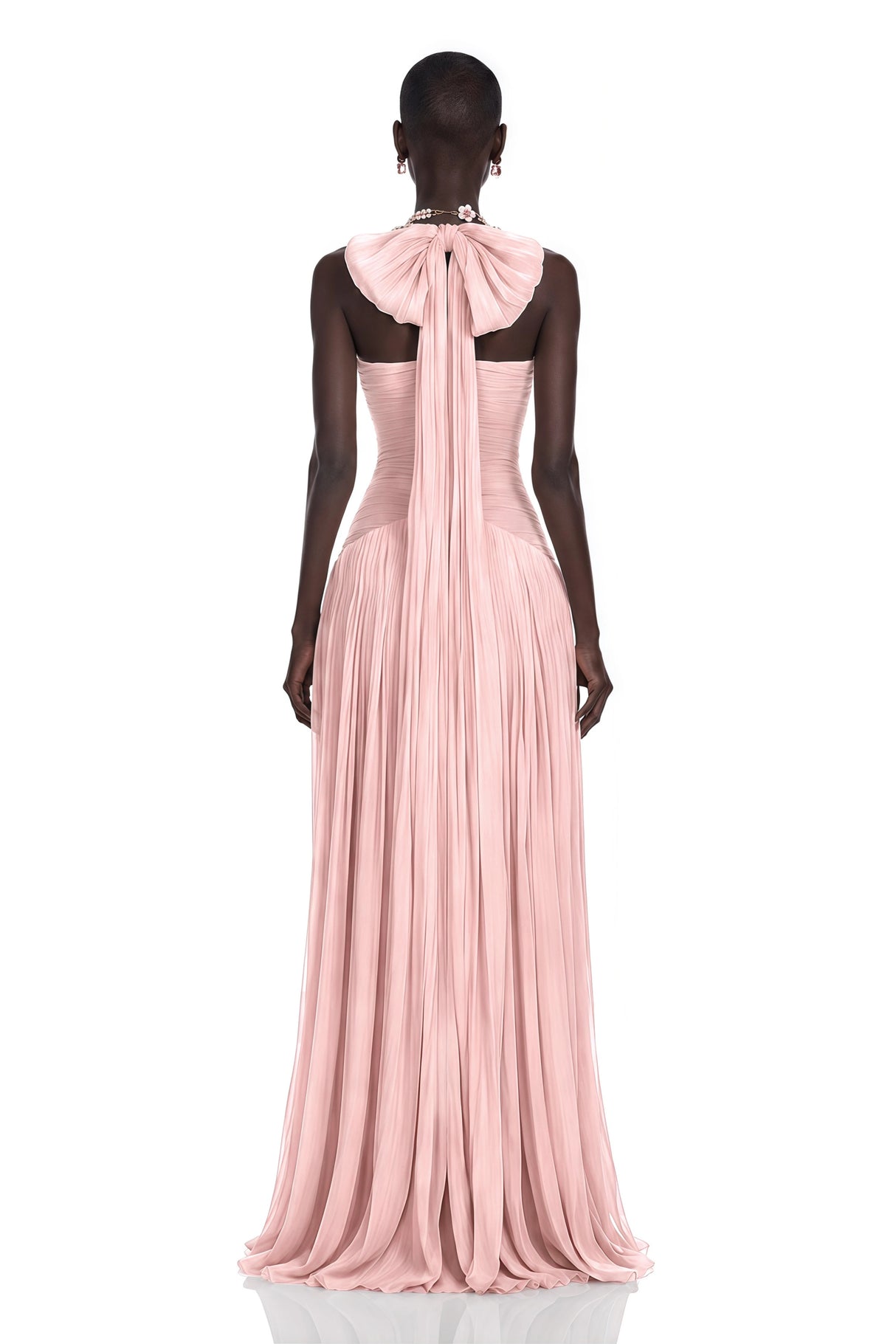 Térébenthine Blush Pink Glossy Gathered Maxi Dress