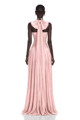 Térébenthine Blush Pink Glossy Gathered Maxi Dress