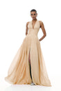 Térébenthine Neutral Glossy Gathered Maxi Dress