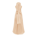 Térébenthine Neutral Glossy Gathered Maxi Dress