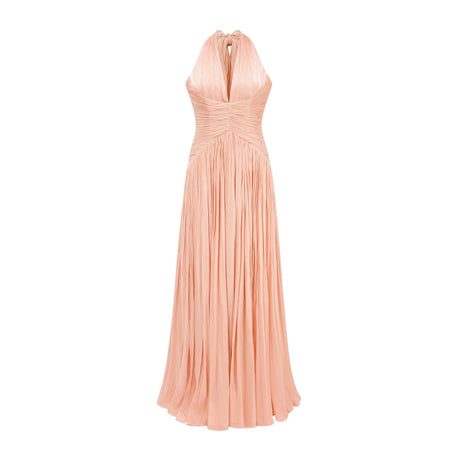 Rose Maxi Dress Pink Glossy Gathered