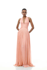 Térébenthine Pink Glossy Gathered Maxi Dress