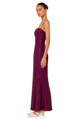 Térébenthine Purple Rhinestone Mesh Maxi Dress