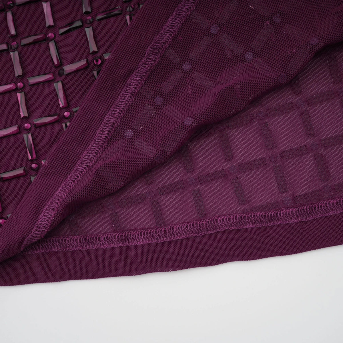 Térébenthine Purple Rhinestone Mesh Maxi Dress