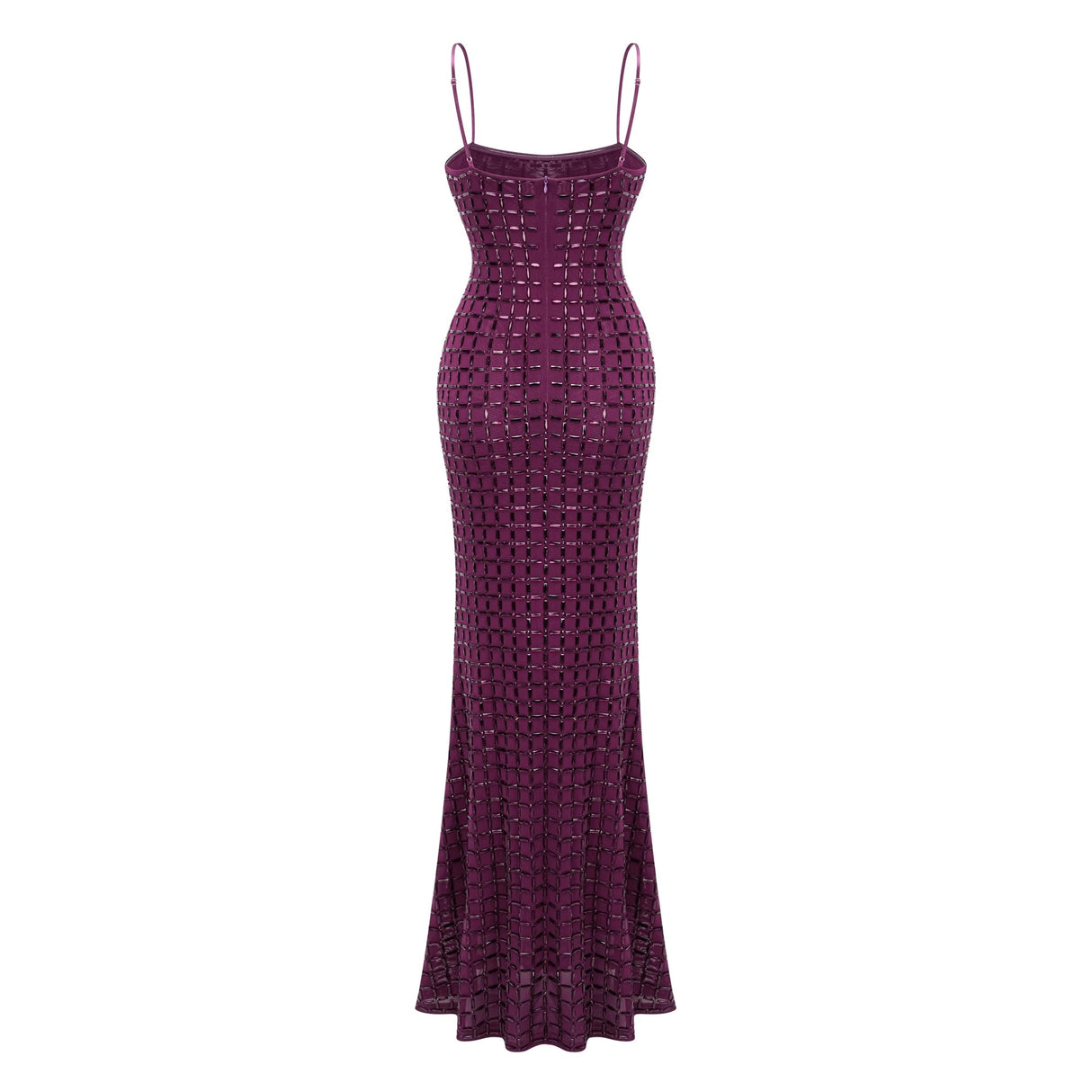 Térébenthine Purple Rhinestone Mesh Maxi Dress