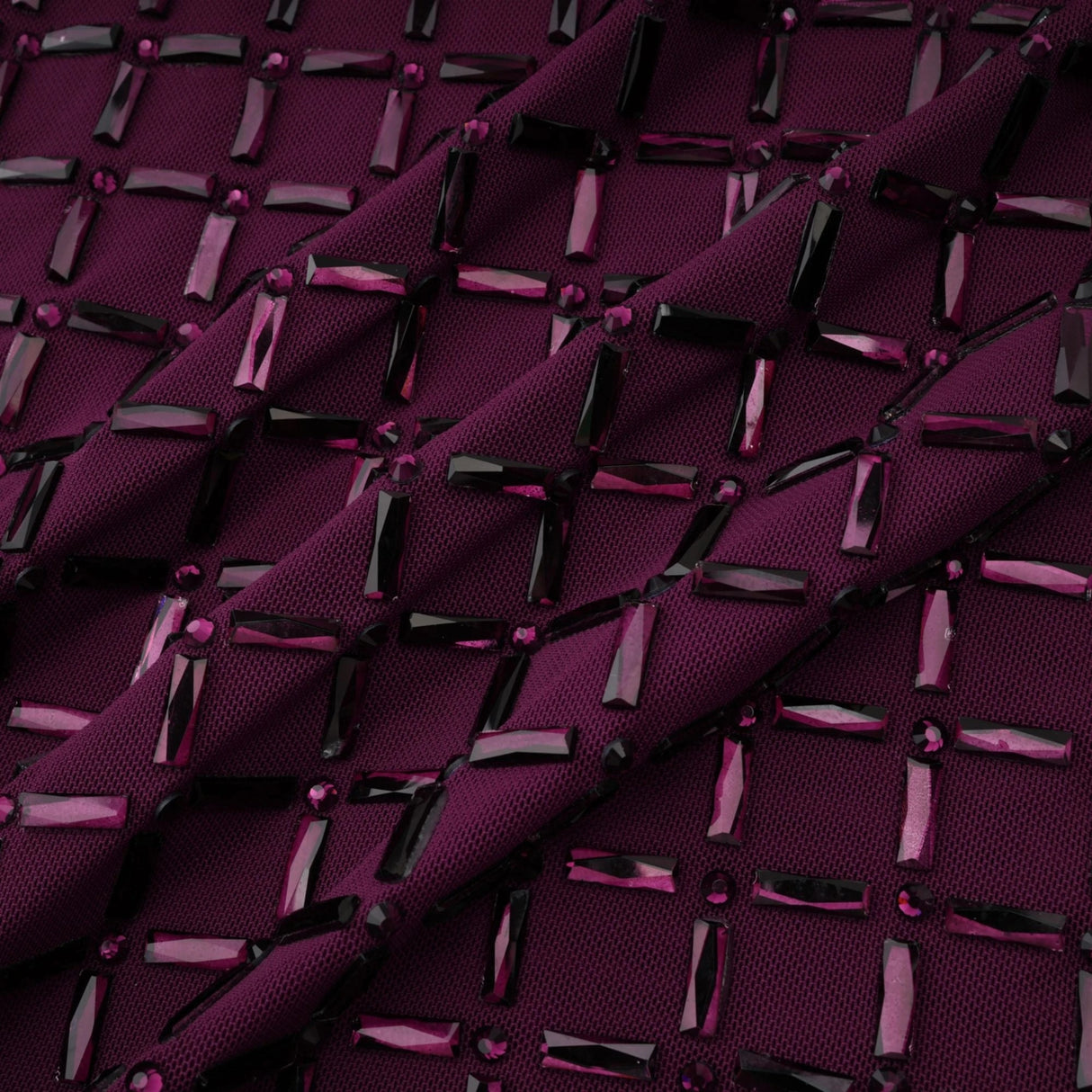 Térébenthine Purple Rhinestone Mesh Maxi Dress