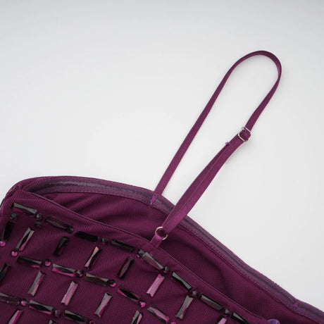 Natalia Maxi Dress Purple Rhinestone Mesh