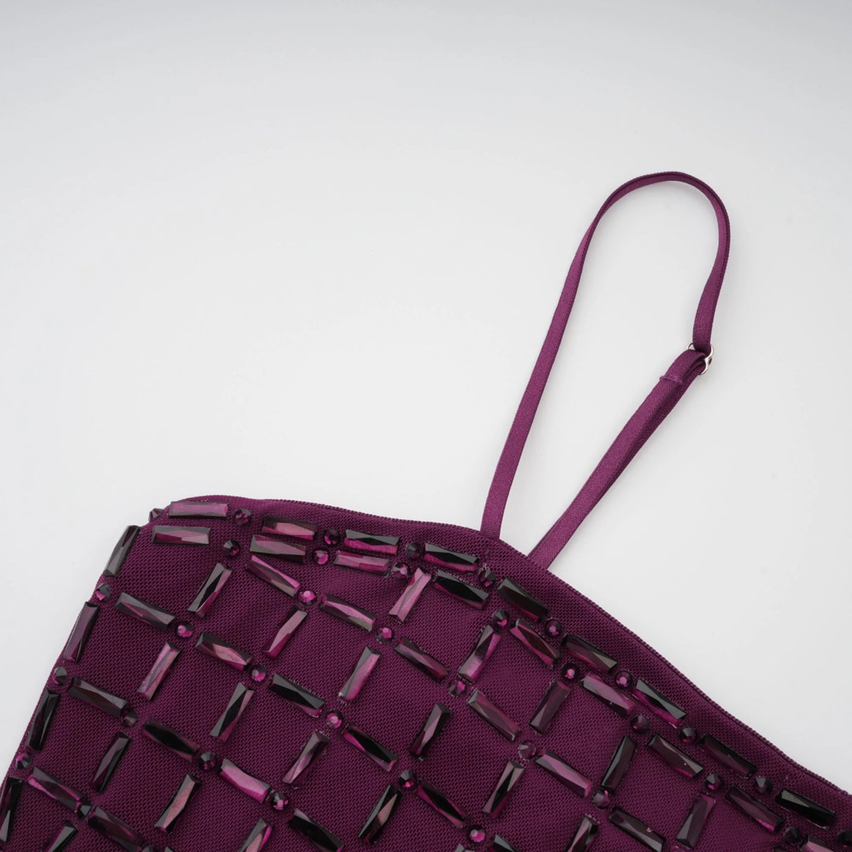 Térébenthine Purple Rhinestone Mesh Maxi Dress
