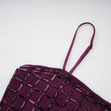 Térébenthine Purple Rhinestone Mesh Maxi Dress
