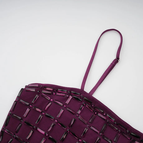 Natalia Maxi Dress Purple Rhinestone Mesh