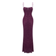 Térébenthine Purple Rhinestone Mesh Maxi Dress