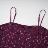 Térébenthine Purple Rhinestone Mesh Maxi Dress