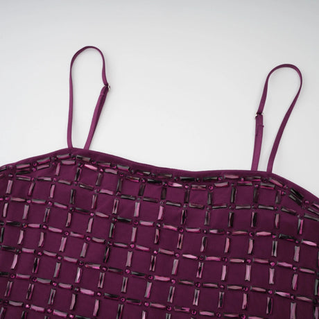 Natalia Maxi Dress Purple Rhinestone Mesh