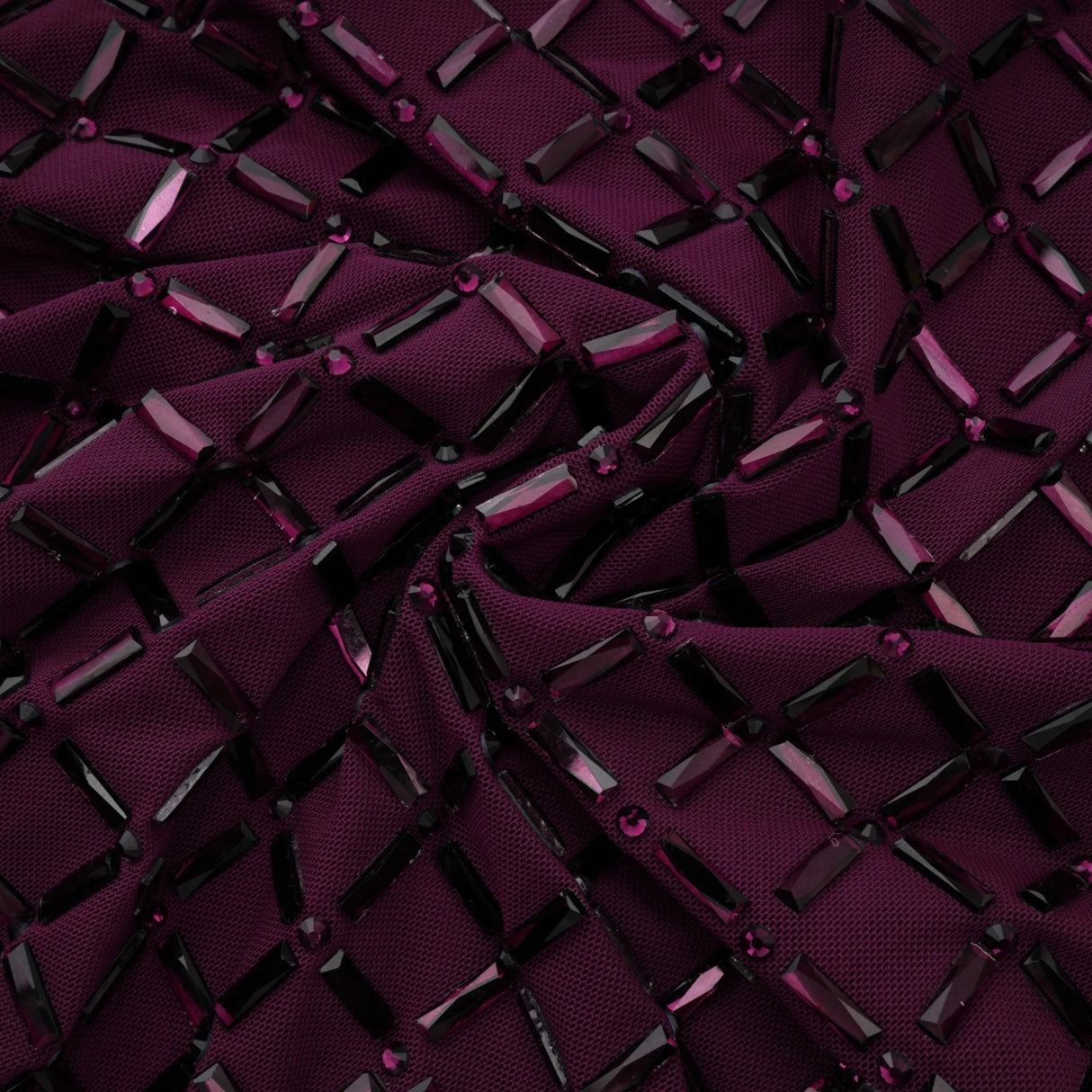 Térébenthine Purple Rhinestone Mesh Maxi Dress