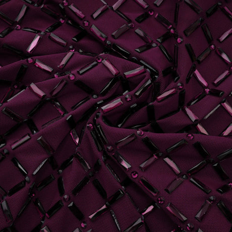 Térébenthine Purple Rhinestone Mesh Maxi Dress