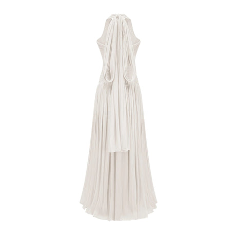 Tessa Maxi Dress White Glossy Gathered