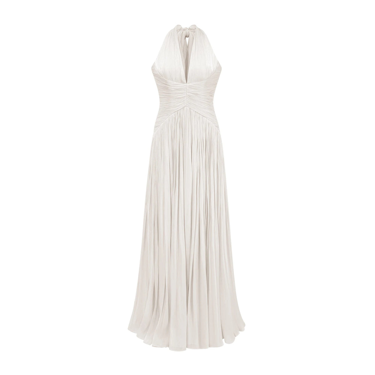 Térébenthine White Glossy Gathered Maxi Dress