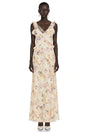 Teresa Cream Floral Print Midi Dress with Lace Panels