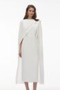 Tetyana White Cape Asymmetrical Midi Dress