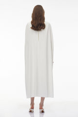 Tetyana White Cape Asymmetrical Midi Dress
