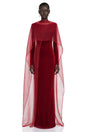Thalassa Red Maxi Dress with Cape Sleeves