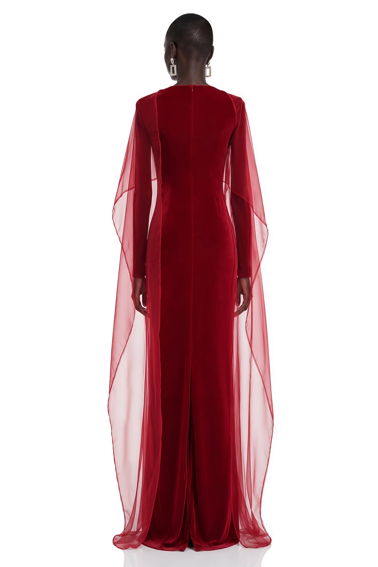 Thalassa Red Maxi Dress with Cape Sleeves