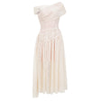 Thale Neutral Asymmetrical Textured Ruched Midi Dress
