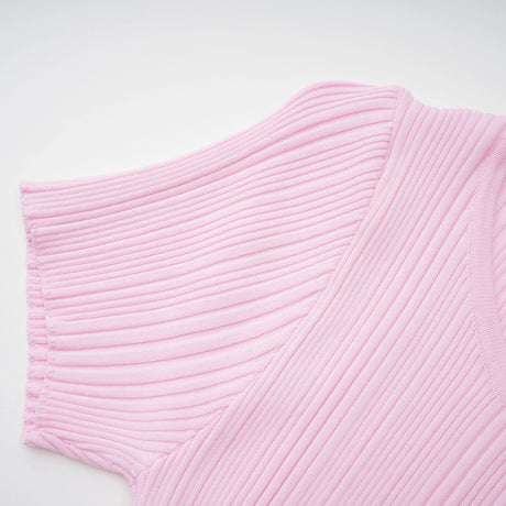Lorenza Midi Dress Pink Lace Trim Knit