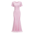 Thalya Pink Lace Trim Knit Midi Dress