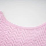 Thalya Pink Lace Trim Knit Midi Dress