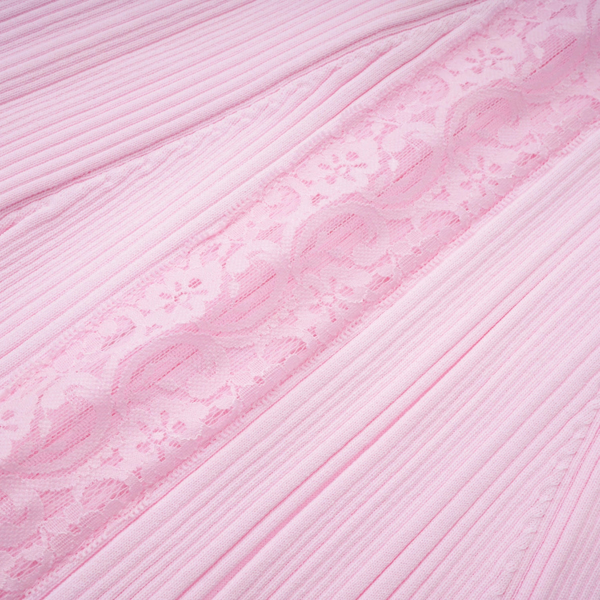 Thalya Pink Lace Trim Knit Midi Dress