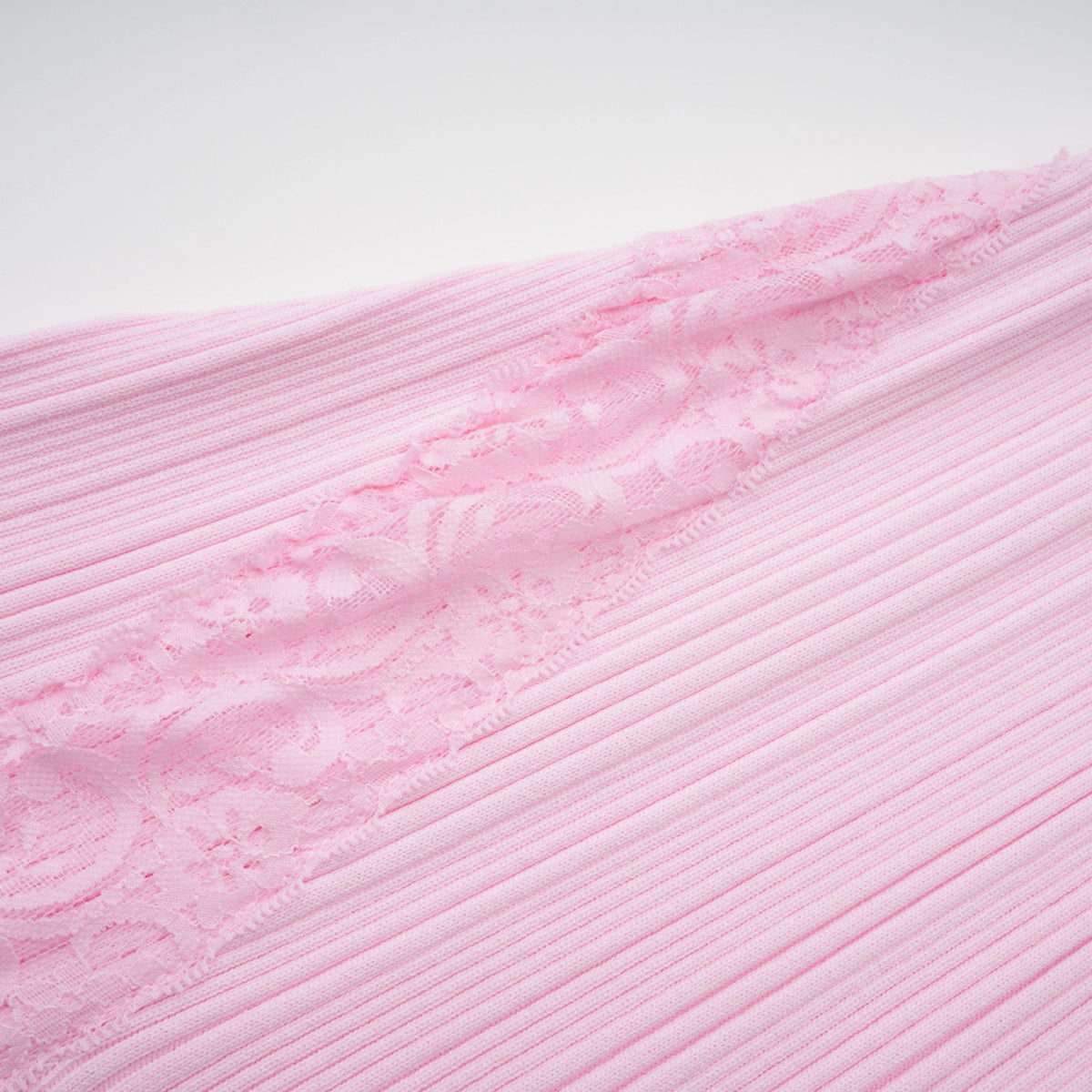 Thalya Pink Lace Trim Knit Midi Dress