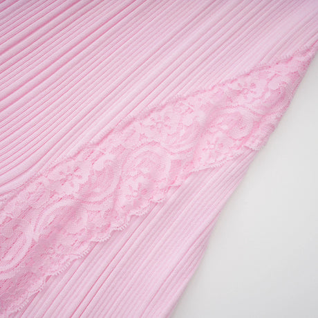 Lorenza Midi Dress Pink Lace Trim Knit