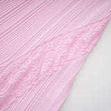 Thalya Pink Lace Trim Knit Midi Dress