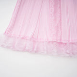 Thalya Pink Lace Trim Knit Midi Dress