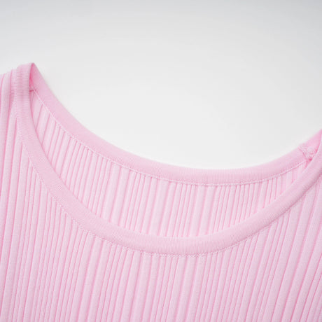 Lorenza Midi Dress Pink Lace Trim Knit