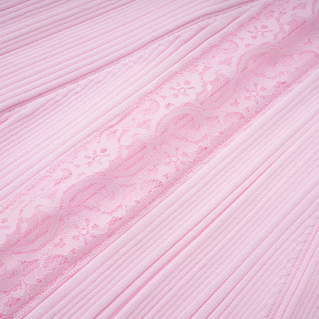 Thalya Pink Lace Trim Knit Midi Dress
