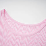 Thalya Pink Lace Trim Knit Midi Dress