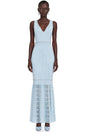 Théa Blue Embellished Mermaid Knit Maxi Dress