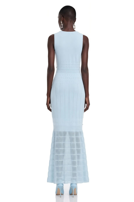 Zelmira Maxi Dress Blue Embellished Mermaid Knit