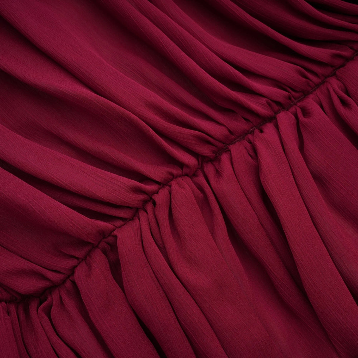 Théa Burgundy Asymmetrical Ruched Mini Dress