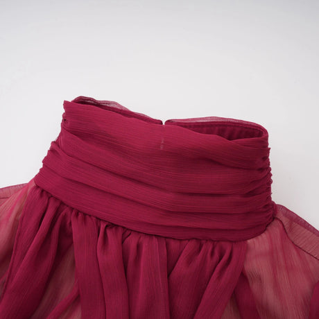 Delaney Mini Dress Burgundy Asymmetrical Ruched