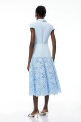 Theodora Blue Floral Lace Midi Dress