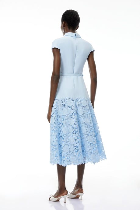 Clementina Midi Dress Blue Floral Lace
