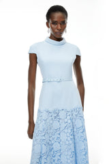 Theodora Blue Floral Lace Midi Dress