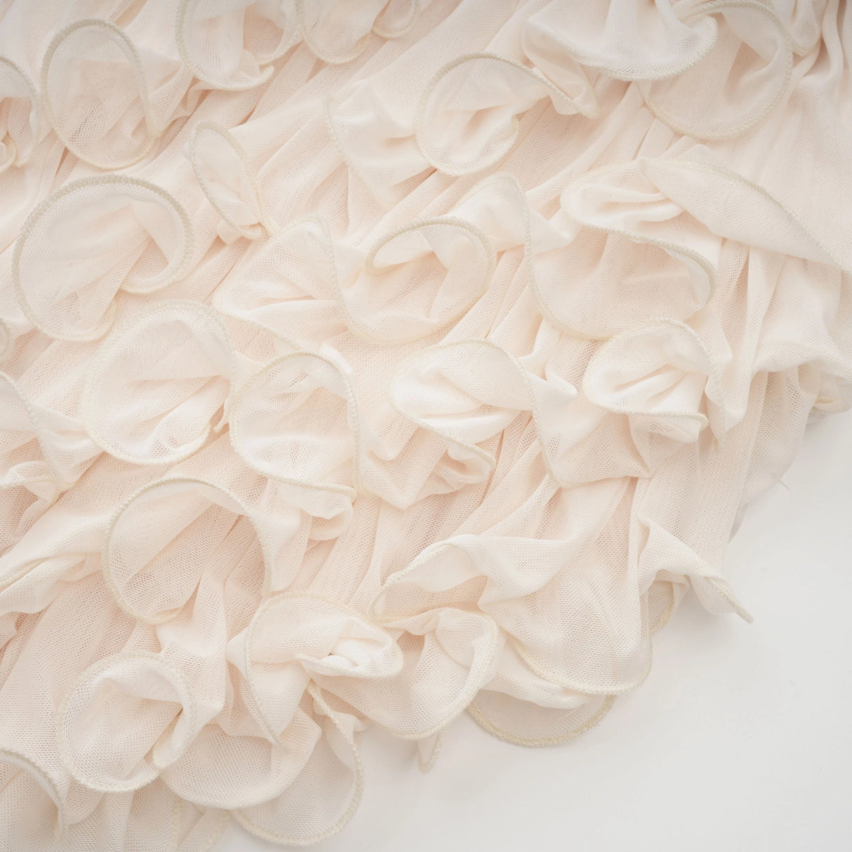 Théoline Neutral Asymmetrical Ruffled Floral Midi Dress