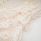 Théoline Neutral Asymmetrical Ruffled Floral Midi Dress