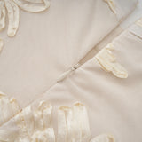 Théoline Neutral Asymmetrical Ruffled Floral Midi Dress