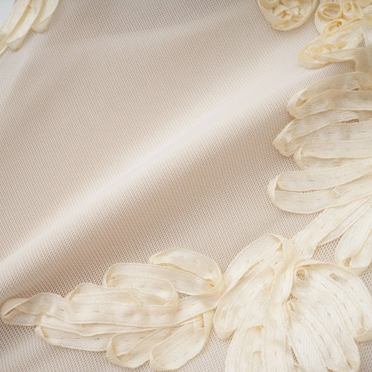 Théoline Neutral Asymmetrical Ruffled Floral Midi Dress