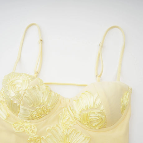 Mariangela Maxi Dress Yellow Floral Appliqué Corset